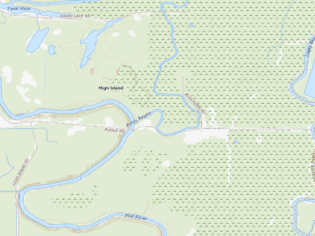 USGS topographic map of Loggy Bayou WMA primitive camping area 2