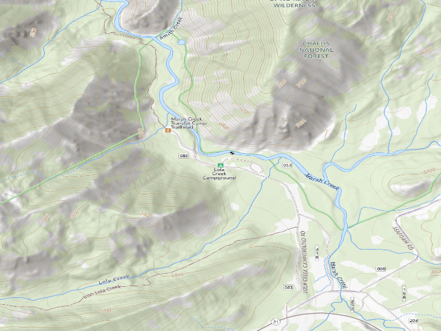USGS topographic map of Lola Creek Campground