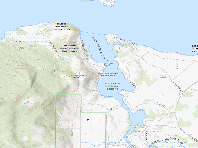 USGS topographic map of Lonesomehurst Campground