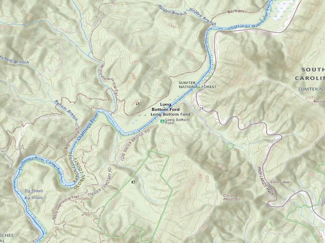 USGS topographic map of Long Bottom Ford