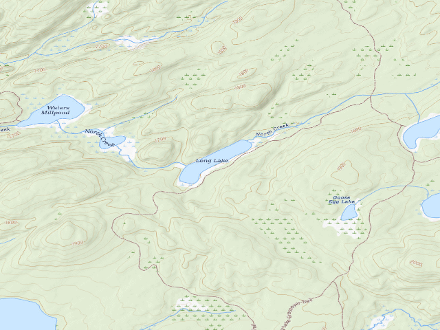 USGS topographic map of Long Lake #1 (Ferris Lake Wild Forest)