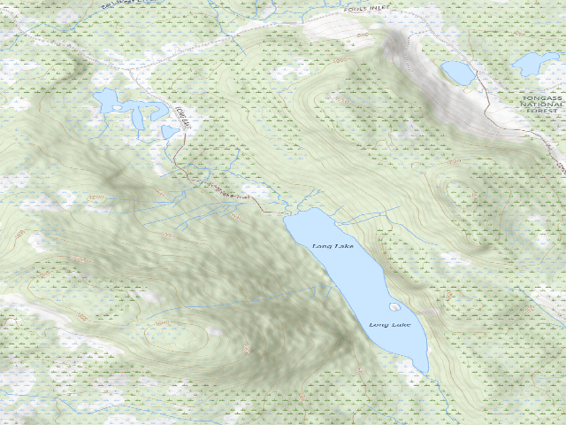 USGS topographic map of Long Lake Shelter (Wrangell Island)