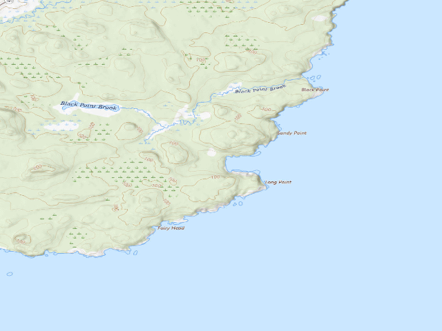 USGS topographic map of Long Point (Cutler Coast Public Land)