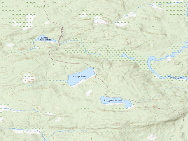 USGS topographic map of Long Pond Campsite [DEC #2504] (White Hill Wild Forest)