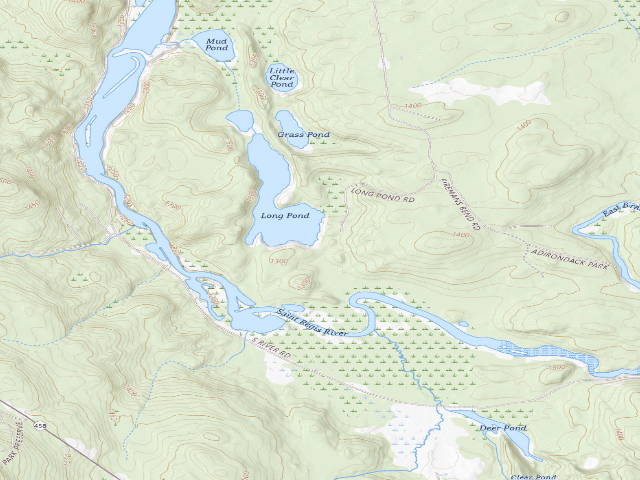 USGS topographic map of Long Pond Designated Campsite (Debar Mountain Wild Forest)