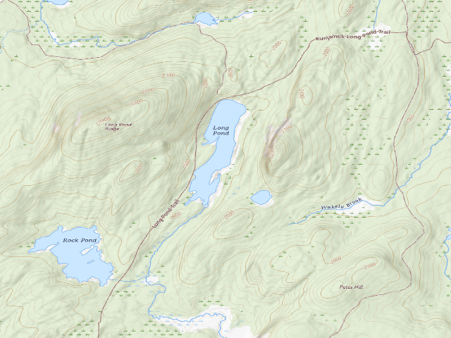 USGS topographic map of Long Pond Site 2 (Siamese Ponds Wilderness)