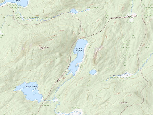 USGS topographic map of Long Pond Site 3 (Siamese Ponds Wilderness)