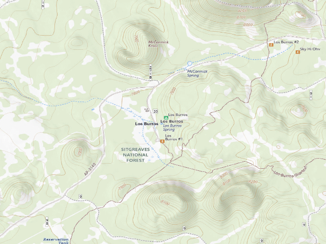 USGS topographic map of Los Burros Campground