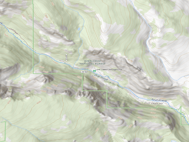 USGS topographic map of Lost Creek Campground