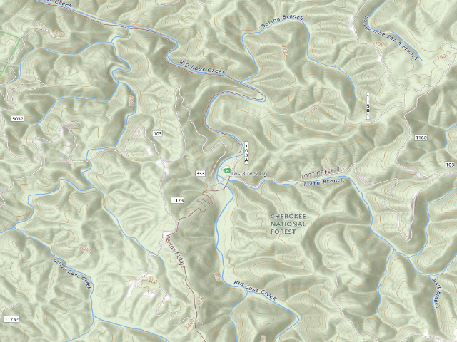 USGS topographic map of Lost Creek Campground