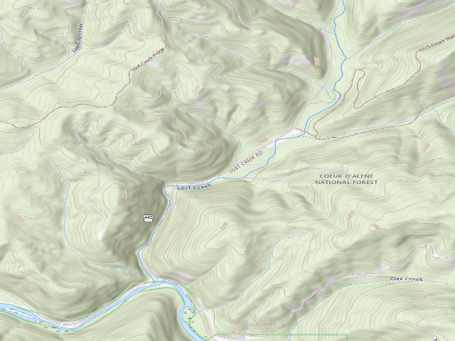 USGS topographic map of Lost Creek Dispersed Campground