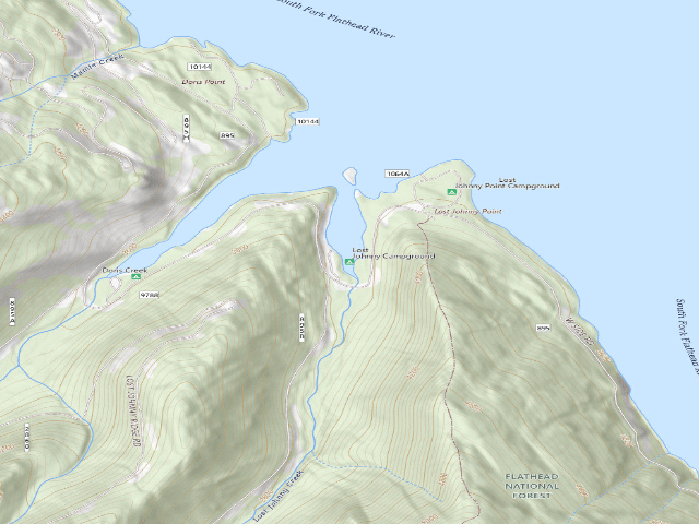 USGS topographic map of Lost Johnny Campground
