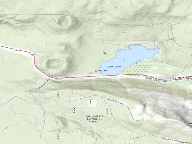 USGS topographic map of Lost Lake