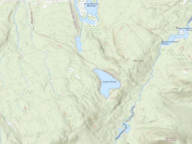 USGS topographic map of LOST POND PRIMITIVE TENT SITE 2 (Pharaoh Lake Wilderness)