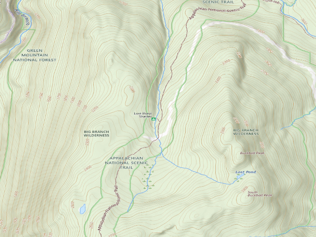 USGS topographic map of Lost Pond Shelter