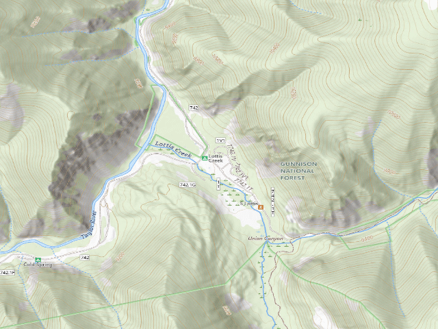 USGS topographic map of Lottis Creek Campground