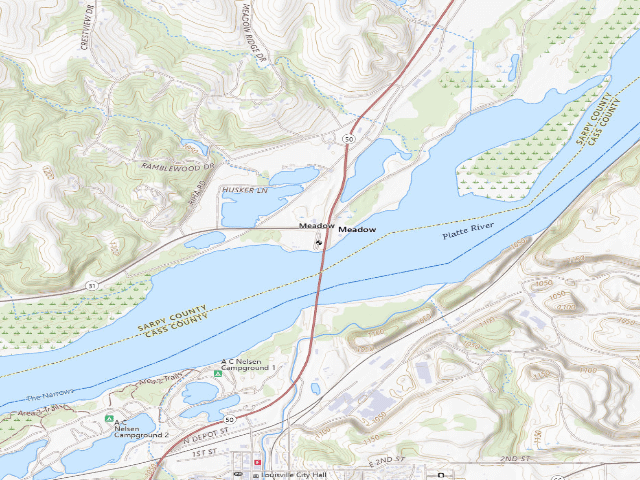 USGS topographic map of Louisville Boat Access WMA
