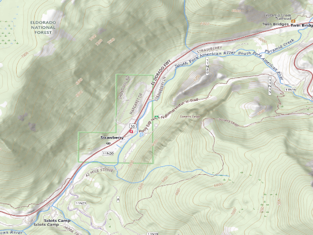 USGS topographic map of Lovers Leap Cg & Day Use