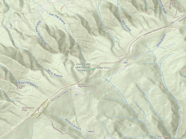 USGS topographic map of Low Gap Camp