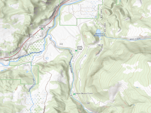 USGS topographic map of Lower Beaver Creek Campground