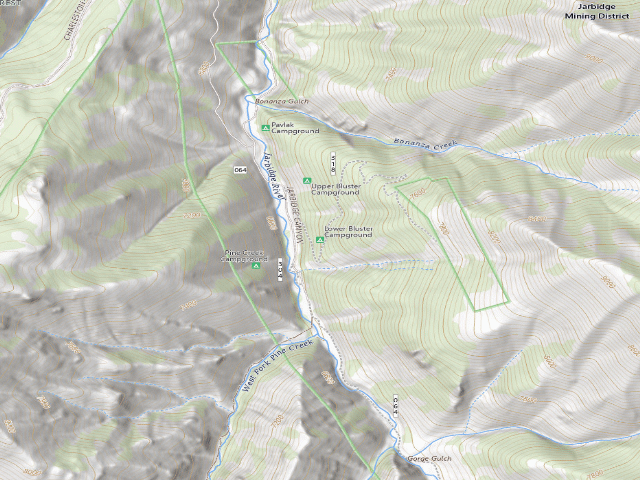 USGS topographic map of Lower Bluster Campground