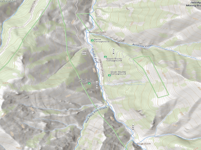 USGS topographic map of Lower Bluster Campground