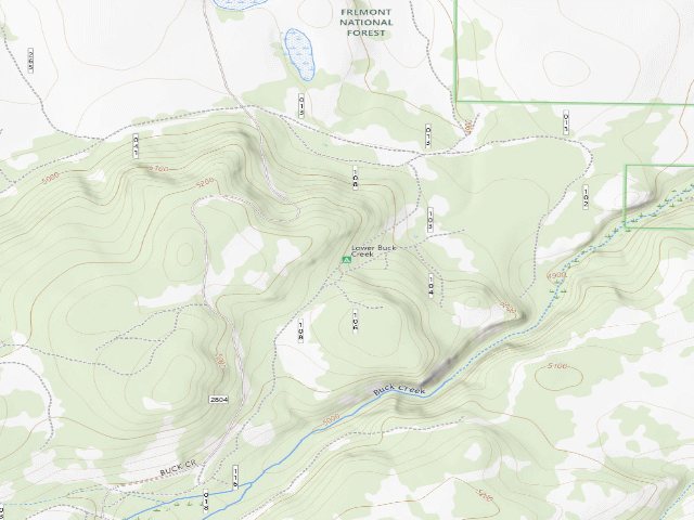 USGS topographic map of Lower Buck Creek Forest Camp