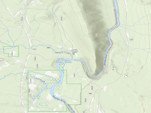 USGS topographic map of Lower Canyon Creek Campground