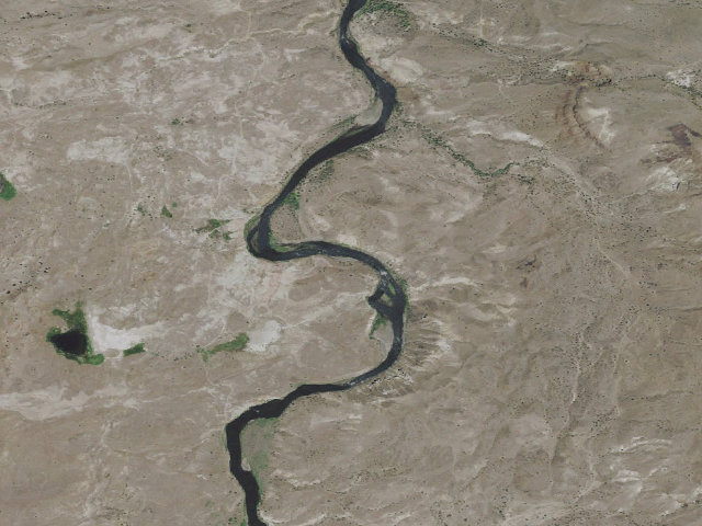 Aerial image of Lower Clarno Rapids