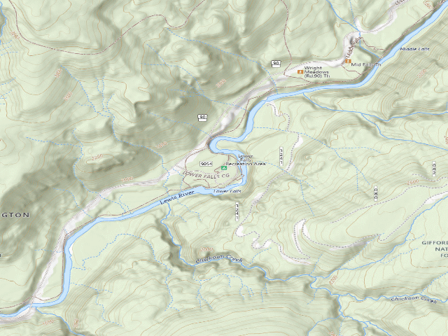 USGS topographic map of Lower Falls Recreation Area
