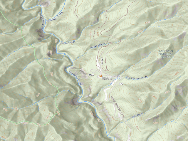 USGS topographic map of Lower Hermosa Campground