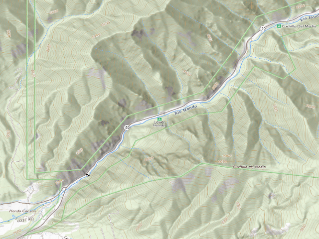 USGS topographic map of Lower Hondo Campground