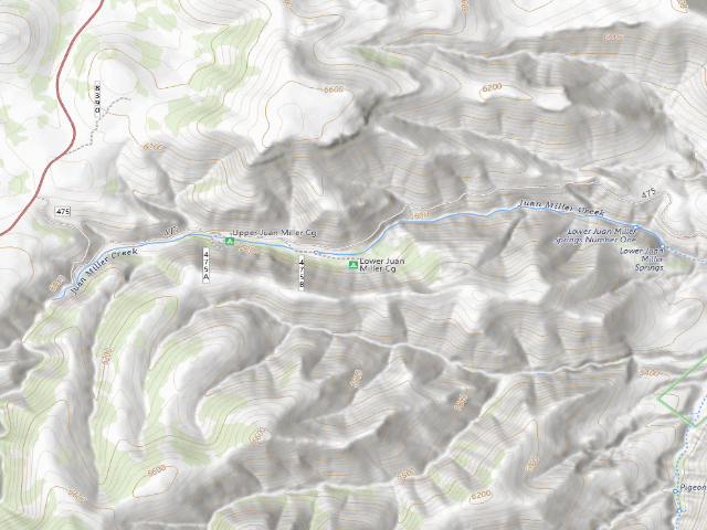 USGS topographic map of Lower Juan Miller Campground