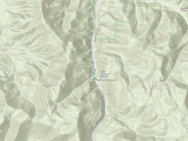 USGS topographic map of Lower Karr Canyon Campground