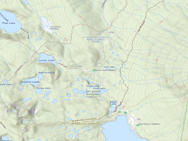 USGS topographic map of Lower Lake (Olallie)