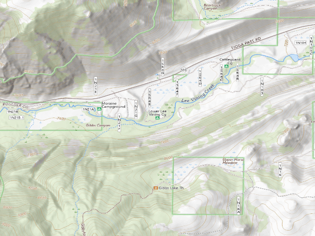 USGS topographic map of Lower Lee Vining Campground
