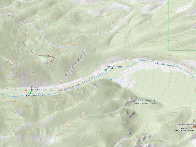 USGS topographic map of Lower Lehman Creek Campground