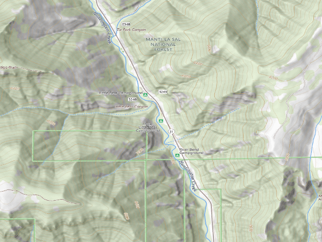 USGS topographic map of Lower Little Bear Campground