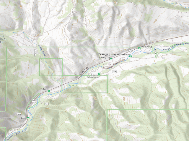 USGS topographic map of Lower Meadows Campground
