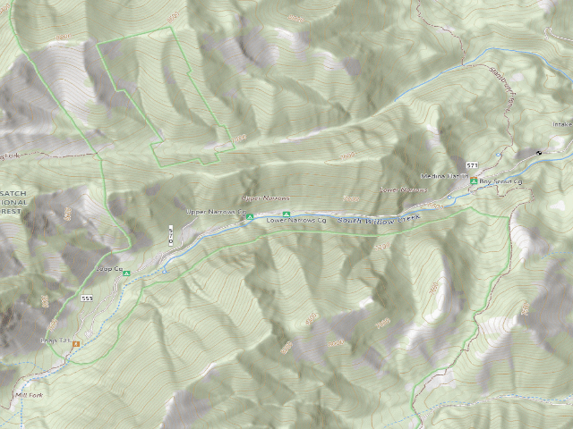 USGS topographic map of Lower Narrows