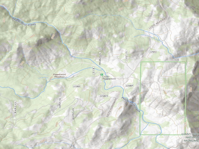 USGS topographic map of Lower Peppermint Campground