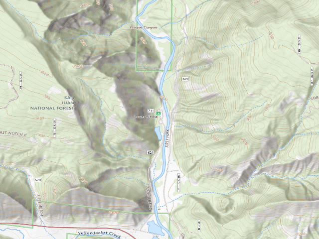 USGS topographic map of Lower Piedra Campground