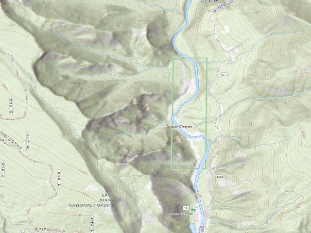 USGS topographic map of Lower Piedra Campground 
