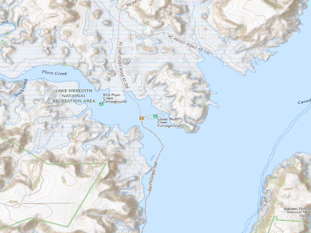 USGS topographic map of Lower Plum Creek Campground