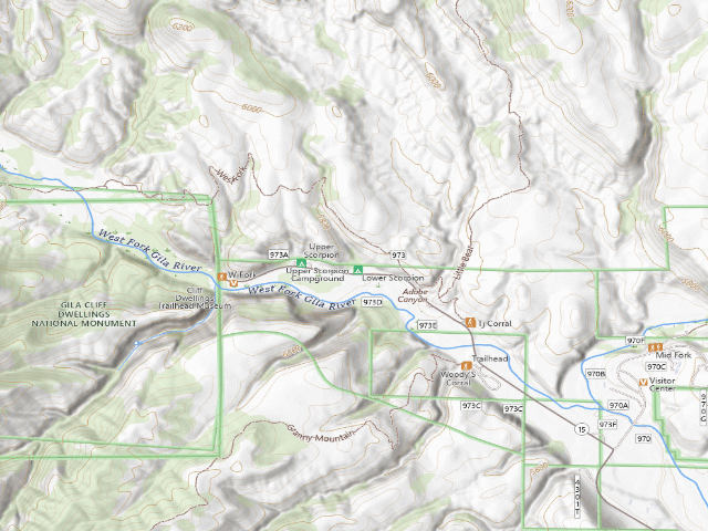 USGS topographic map of Lower Scorpion Campground