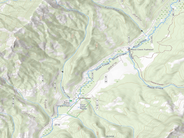 USGS topographic map of Lower Silver Creek Dispersed Camp