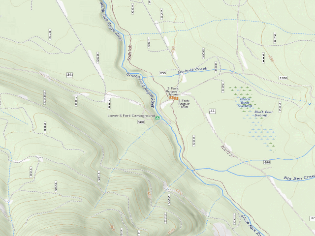 USGS topographic map of Lower South Fork Campground