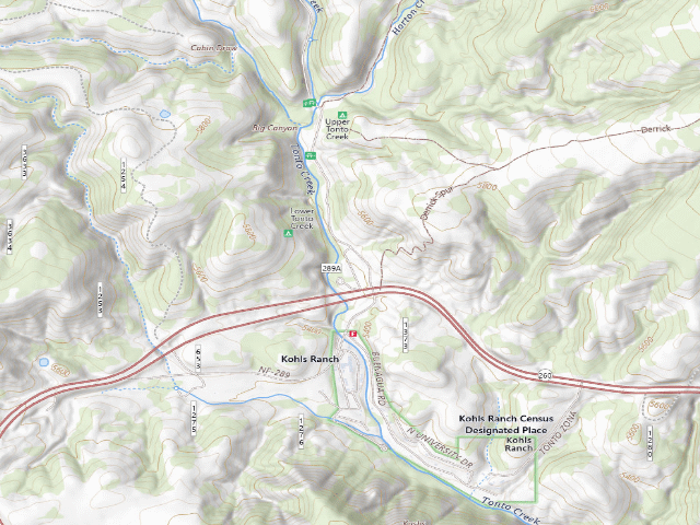 USGS topographic map of Lower Tonto Creek