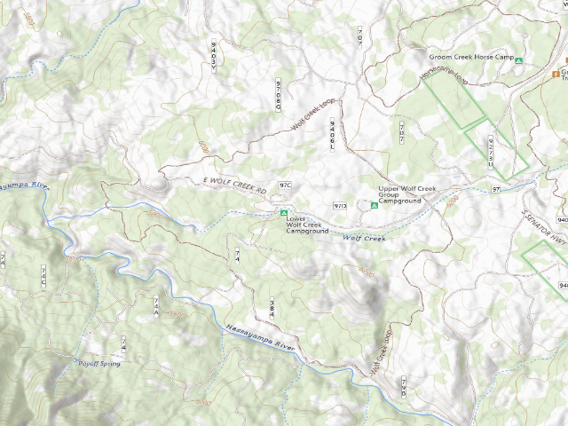 USGS topographic map of Lower Wolf Creek Campground