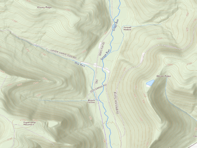 USGS topographic map of Loyalsock State Forest roadside campsite 001